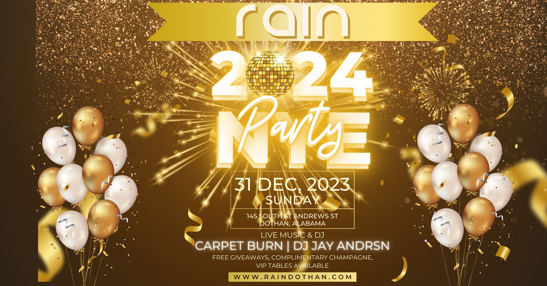 New Year's Eve Celebration 2024 at Rain Dothan Visit Dothan Visit